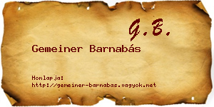 Gemeiner Barnabás névjegykártya
